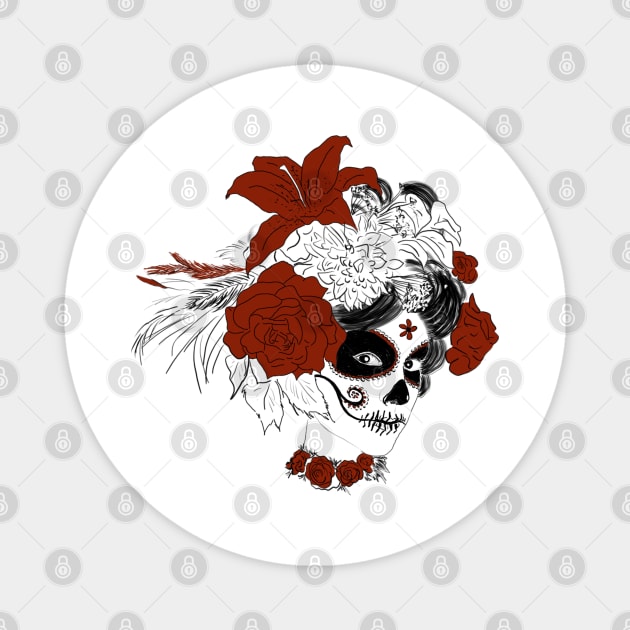 Día de los Muertos Skull Face Magnet by H. R. Sinclair